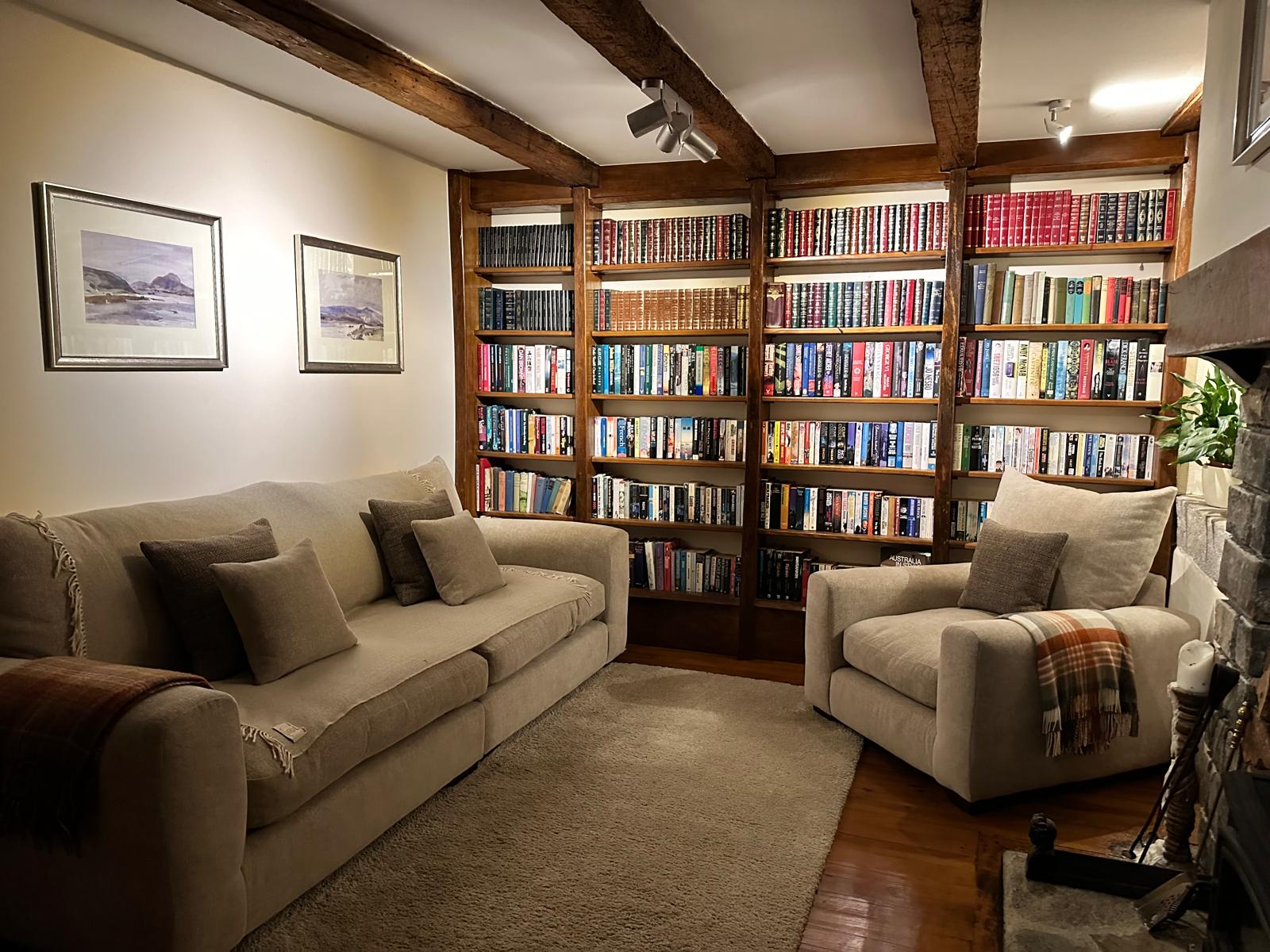 Reading nook with books